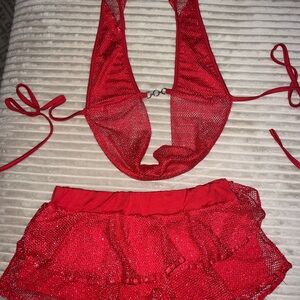 Red Sparkly Two-Piece Set